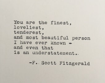 Typewriter F. Scott Fitzgerald Quote | The Great Gatsby Love Note