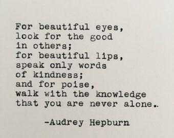 Audrey Hepburn Quote Typed on Typewriter | 4x6