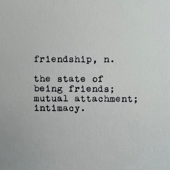 Friendship Dictionary Definition Typed on Typewriter 4x6 - Etsy