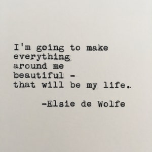 Cita de Elsie de Wolfe escrita a máquina / 4x6