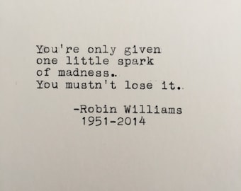 Robin Williams Quote Typed on Typewriter | Life Quote | 4x6