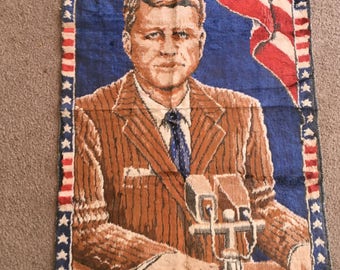 John Fitzgerald Kennedy Velvet Tapestry President Jack JFK USA