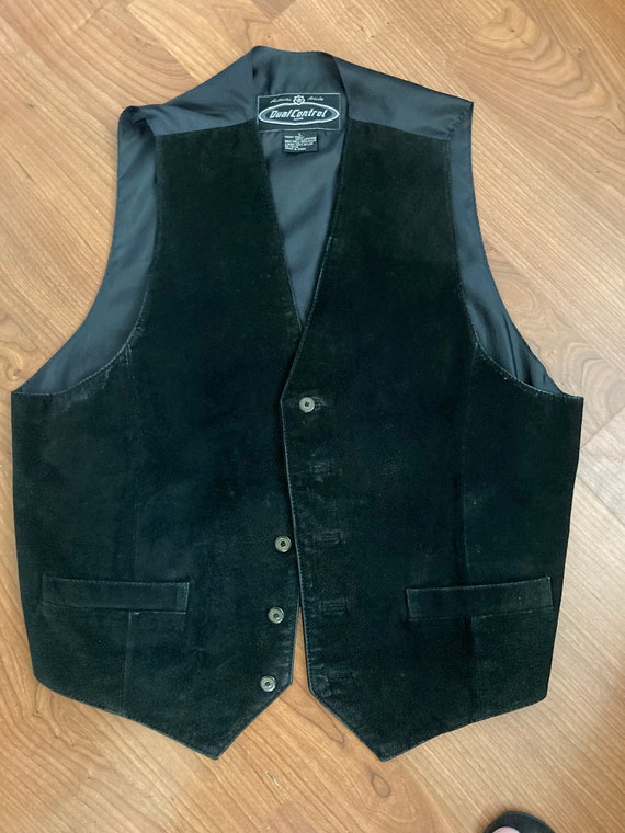 Dual Control Mens Suede Leather Vest size L Black… - image 1