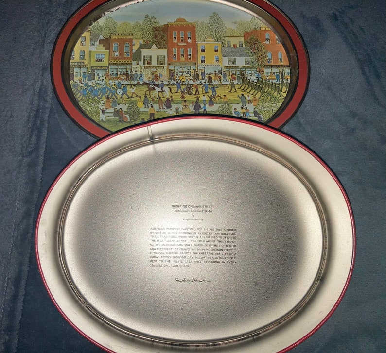 Altmodisch Vintage Cookie Canister Recipe Tin Oval image 3