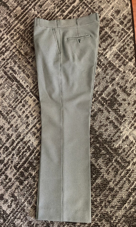 Vintage Houndstooth Green Creme Mens Pants 36x30 1