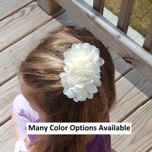 Flower Hair Clips, Baby girl gift, Wedding Hair piece, Toddler hair accessory, white flower hair pin, hair barrette, flower girl hair clip image 1