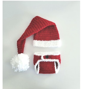 Santa hat crochet pattern with diaper cover, simple pattern for preemie to adult, easy santa hat, Christmas baby gift, easy crochet pattern