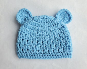 Crochet pattern bear hat, simple hat, 10 Sizes preemie to adult, kid size, baby bear hat, boy or girl hat, baby gift, simple crochet pattern