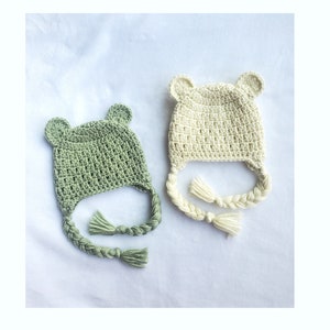 Crochet pattern bear hat, simple hat, Sizes preemie to child, kid size, baby bear hat, boy or girl hat, baby gift, simple crochet pattern