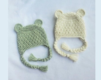 Crochet pattern bear hat, simple hat, Sizes preemie to child, kid size, baby bear hat, boy or girl hat, baby gift, simple crochet pattern