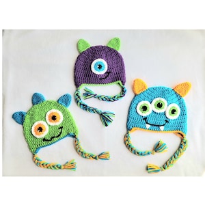 EASY crochet pattern monster hat, simple pattern for preemie to adult, child hat pattern, baby hat, baby gift, DIY toddler Halloween costume