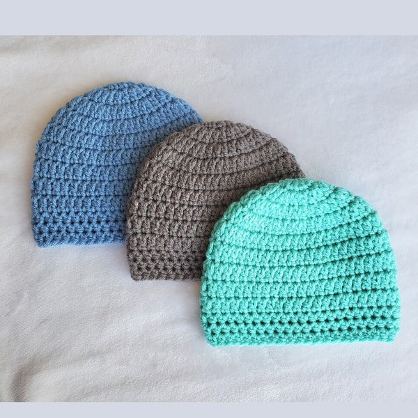 EASY crochet pattern hat, simple pattern for preemie to adult, child size, baby beanie, boy or girl hat, baby gift, easy crochet pattern