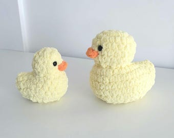 2 in 1 Rubber Duck Crochet Patterns, Duckie plushie, quick fast easy, beginner simple plush, no sew gift, stuffed animal DIY Amigurumi