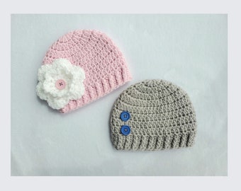 Patrón de gorro a crochet FÁCIL, patrón simple para prematuros y adultos, patrón de flores, gorro de bebé, gorro de niño o niña, regalo para bebé, patrón de crochet fácil