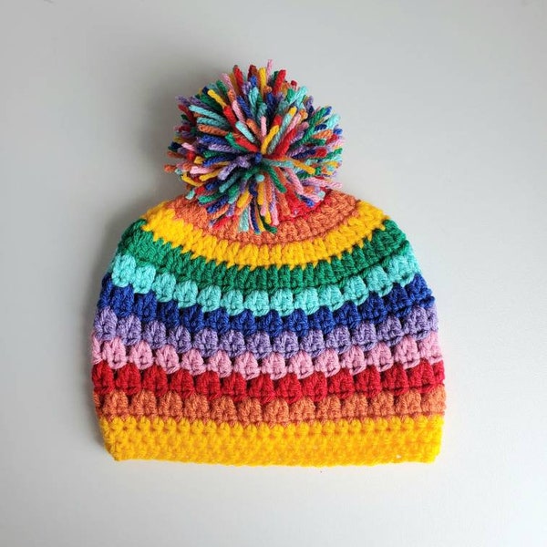 In Stock - Rainbow baby hat, crochet rainbow hat, baby gift, newborn photo prop, rainbow striped hat, baby hat for girls, photo shoot