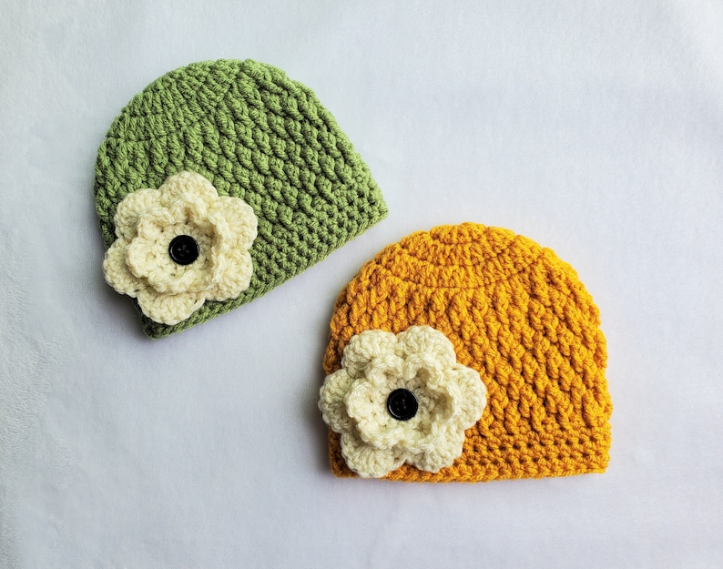 EASY Pattern Crochet Hat, Simple Pattern for Preemie to Child, Flower ...
