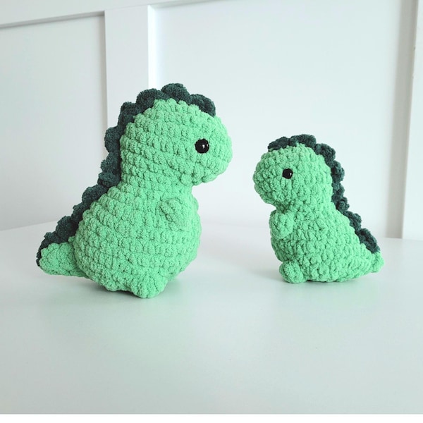 Dino T-Rex Crochet Patterns, 2 Dinosaur plushie patterns, quick fast easy, beginner simple plush, baby gift, stuffed animal DIY Amigurumi
