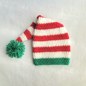 EASY crochet pattern Elf hat, simple pattern for preemie to adult, candy cane hat, santa costume, Christmas baby gift, easy crochet pattern