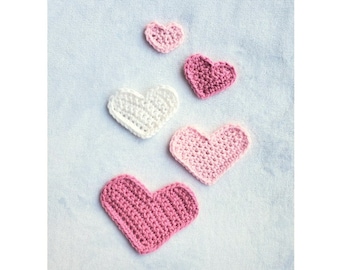 Simple Heart pattern in 5 sizes, easy crochet pattern, Beginner crochet pattern, small large, applique heart, DIY decor gift, valentines