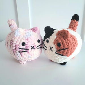 2 modèles de pain de chat au crochet, modèles de doudou chaton, chat calicot solide, peluche simple et facile pour débutant, animal en peluche à coudre bas DIY Amigurumi