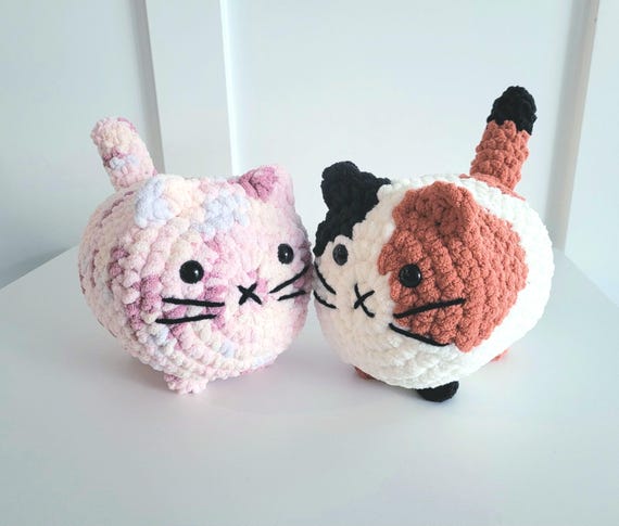 2 Crochet Cat Loaf patterns, kitty plushie patterns, calico cat solid, beginner easy simple plush, low sew stuffed animal DIY Amigurumi