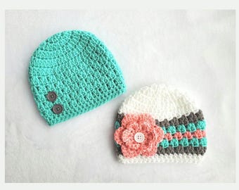 Gorro de ganchillo fácil, patrón sencillo para bebés prematuros y adultos, diseño floral, gorro de bebé, gorro para niño o niña, regalo para bebé, patrón de ganchillo fácil
