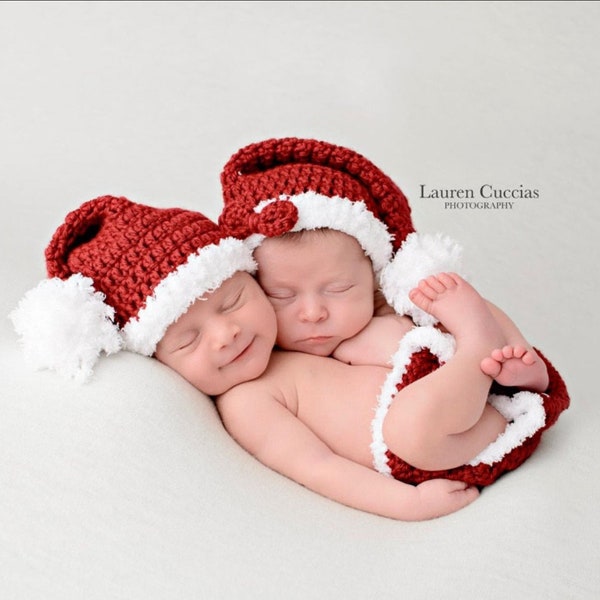 EASY crochet pattern Santa hat with diaper cover, simple pattern for preemie to adult, Santa hat, Christmas baby gift, easy crochet pattern