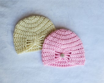 In Stock - crochet baby hat, baby gift for girls, hats for girls, crochet hat, baby girl hat, baby girl gift, newborn size, turban style