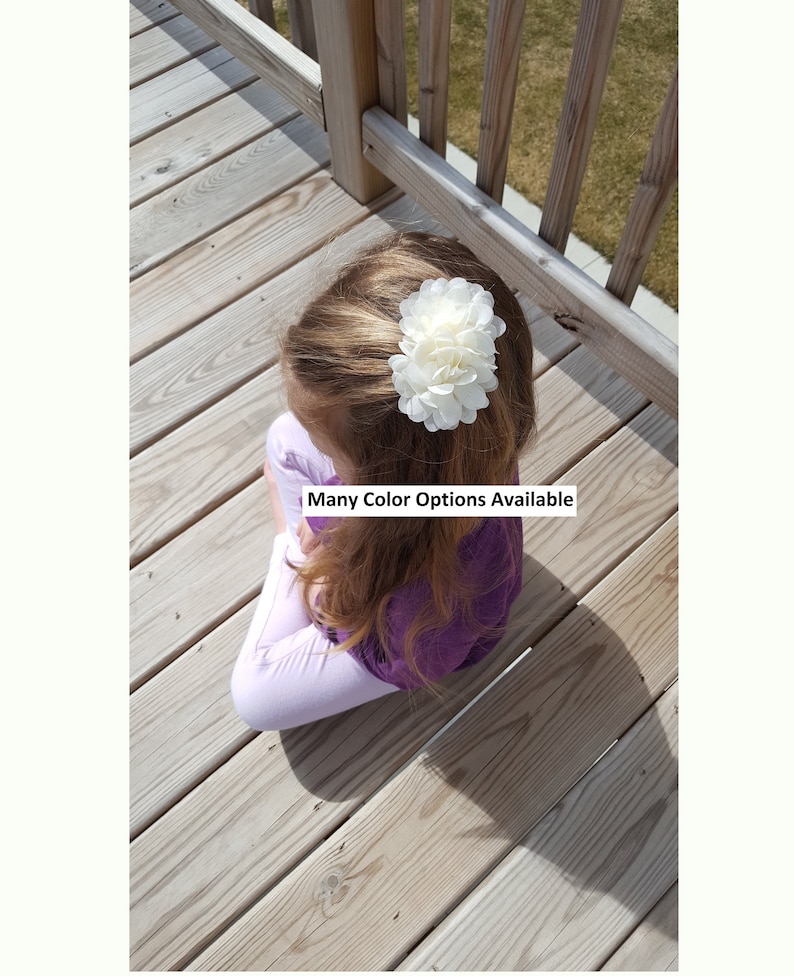 Flower Hair Clips, Baby girl gift, Wedding Hair piece, Toddler hair accessory, white flower hair pin, hair barrette, flower girl hair clip image 1