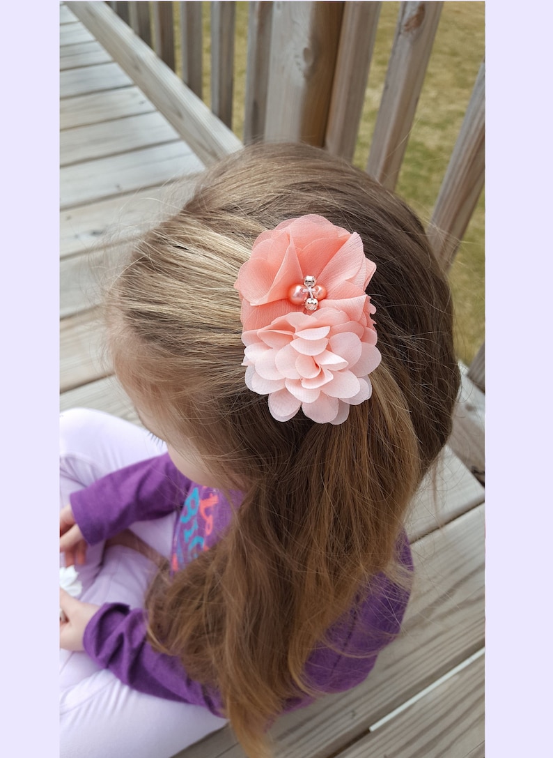 Girls flower Hair Clips Flower girl hair Baby girl gift Etsy