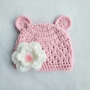 Crochet pattern bear hat, simple hat, 10 Sizes preemie to adult, kid size, baby bear hat, boy or girl hat, baby gift, simple crochet pattern