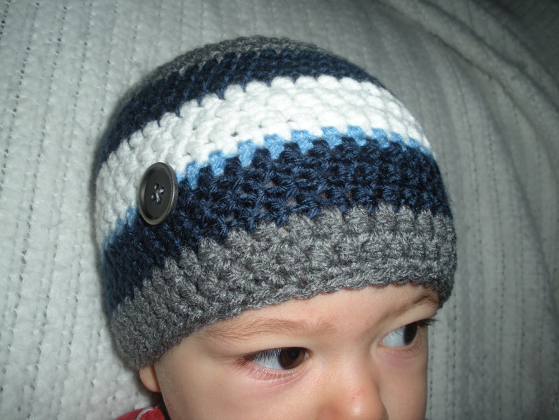 newborn photo prop gray light blue navy blue striped baby hat Crochet baby hat baby boy beanie baby boy gift baby hats for boys