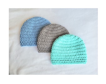 Patrón de gorro a crochet FÁCIL, patrón simple para prematuros y adultos, talla infantil, gorro para bebé, gorro para niño o niña, regalo para bebé, patrón de crochet fácil