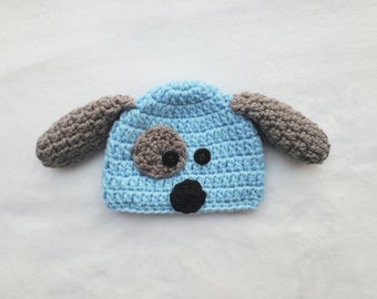 EASY crochet pattern puppy hat, simple pattern for preemie to child, dog pattern, boy girl hat, baby gift, easy crochet, Halloween costume