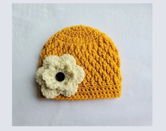 EASY pattern crochet hat, simple pattern for preemie to child, flower pattern, baby beanie, boy or girl hat, baby gift, easy crochet pattern