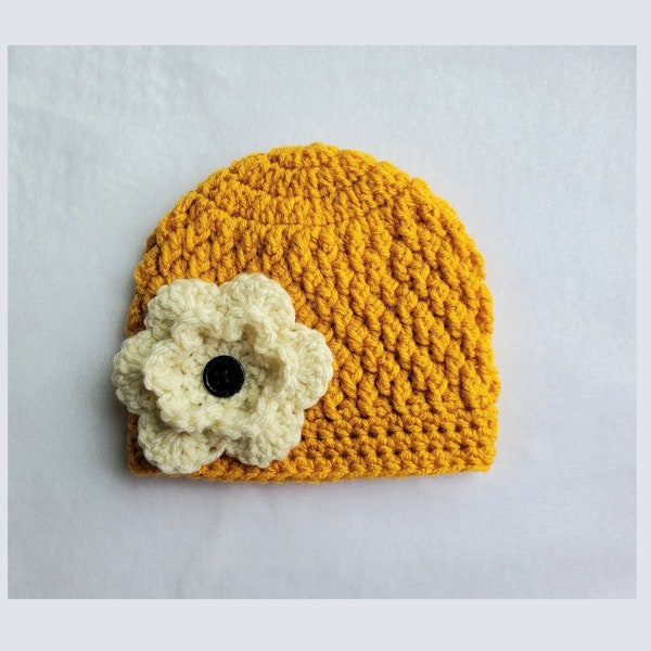 EASY pattern crochet hat, simple pattern for preemie to child, flower pattern, baby beanie, boy or girl hat, baby gift, easy crochet pattern