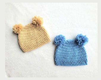 EASY pattern crochet bear hat, 10 Sizes preemie to adult, kid size, baby beanie, boy or girl hat, newborn baby gift, simple crochet pattern