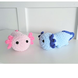 Easy Axolotl Crochet Pattern, axolotl plushie patterns, quick fast easy, beginner no sew simple pattern, stuffed animal DIY Amigurumi gift