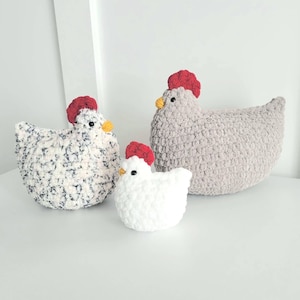 3 in 1 Easy Chicken Crochet Pattern, chicken plushie patterns, quick fast easy, beginner simple plush gift, stuffed animal DIY Amigurumi