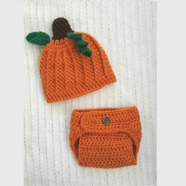 GEMAKKELIJK haakpatroon pompoenhoed en luierhoes, eenvoudig patroon preemie tot kind, pompoenpatroon, babycadeau, Halloween kostuum, babymutsje