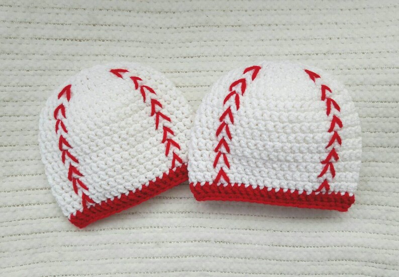 Crochet Baseball Baby Beanies Twin Baby Gift Crochet Baby Etsy
