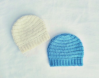 Simple ribbed hat pattern, 10 Sizes preemie to adult, kid size, baby beanie, boy or girl hat, newborn baby gift, easy crochet pattern infant