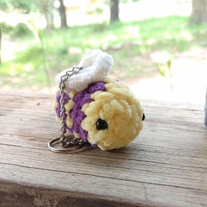 Crochet Keychain Small Bumblebee Amigurumi Plushie Stuffed Animal Stuffie Handmade Bug Bee Toy
