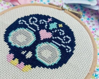 Dark Sugar Skull Cross Stitch Printable Needlework Pattern DIY ...