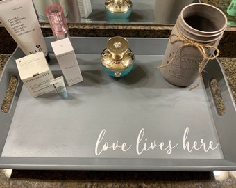 Wood Tray in Slate Gray