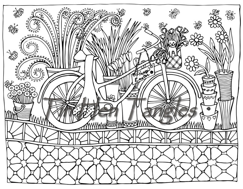 Easter Bicycle Coloring Page Art Therapy Color