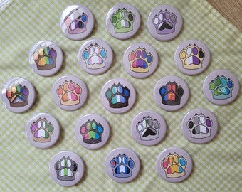 Pride Paws 1.75" pinback button - LGBT+ furry Pride ~> gay, lesbian, transgender, nonbinary, pansexual, bisexual, asexual, + more!