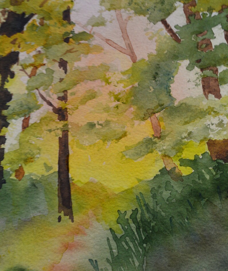 Summer trees original fine art watercolor original tree Etsy