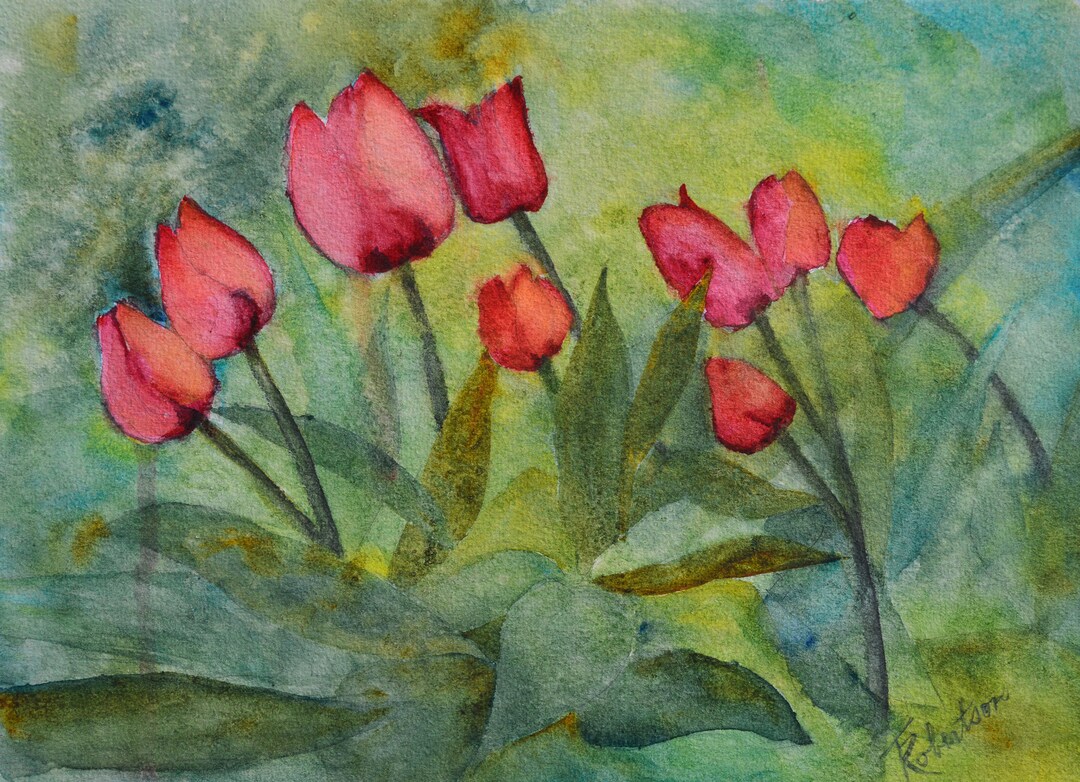 Original Tulip Watercolor Painting: Spring Floral Wall Art - Etsy