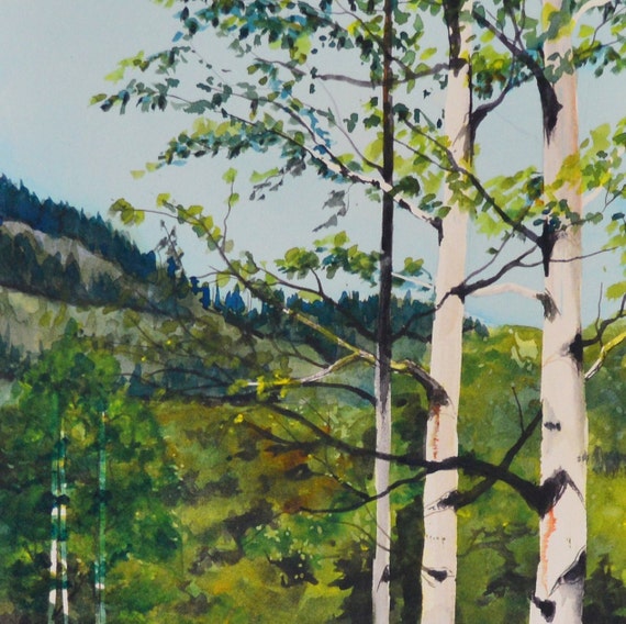 pix Watercolor Aspen Tree Painting etsy